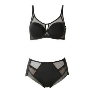 [비너스](AB컵+하이웨스트)블랙 오르화 커버업소프트노와이어 브라팬티OBR3850ABOPT3850C