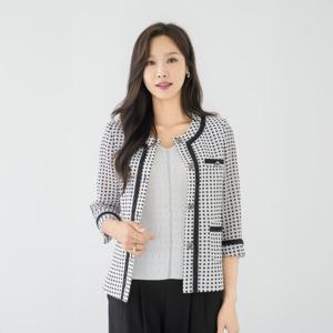 엄마옷 마담4060 [클래씨마담] 슬림 넬로트윙클라인자켓 체크패턴 세련-ZJK2507001-