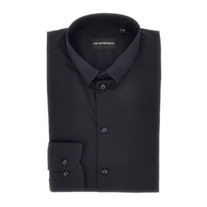 엠포리오아르마니 블랙 버튼업 클래식 칼라 셔츠 01CA9T 0130C