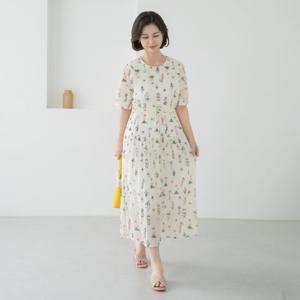 엄마옷 마담4060 플라워 프린팅 반팔원피스 에스닉 비밀정원-ZOP2507010-