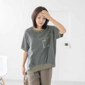 엄마옷 마담4060 쿨터치 포켓메달 반팔티셔츠 여유핏 라운드넥-ZTE2507013-