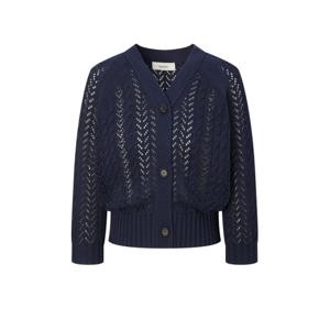 헤지스 여성 25FW 네이비 짜임 면혼방 7부소매가디건 HSSW5C602N2