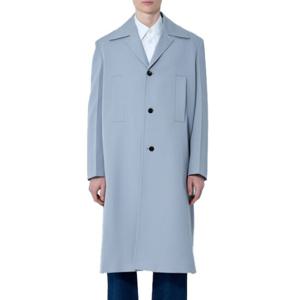 25 SS 구찌 로고 노치드 카라 싱글 브레스트 울 코트 그레이 820781 Z7AMX 1105