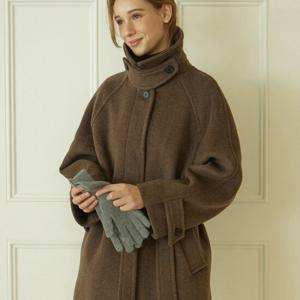 [논로컬] Raglan Belted Wool Half Coat - Brown  [N24WTOT001BR]