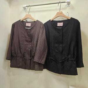 스테파니 HC07 린넨 노카라  지퍼자켓 A25JK5232