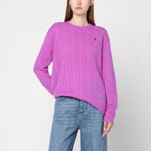 POLO RALPH LAUREN Purple cable knit sweater in wool and cashmere 211972115003WO/R_POLOR-FP