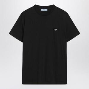 PRADA Black T shirt with triangle logo 35838OOO15ZGRPRADA-F0002
