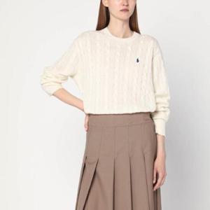 POLO RALPH LAUREN Cream colored cable knit sweater in wool and cashmere 211972115004WO/R_POLOR-AC