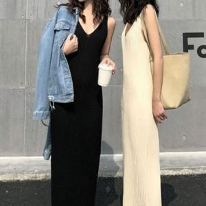 나시 원피스 사선골지 롱원피스 DO8851