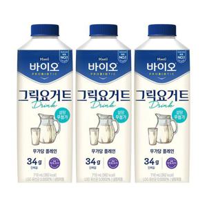 [매일유업]매일 바이오 그릭요거트 드링크 무가당 플레인 710ml 3개
