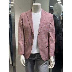 basso 세이브존01 SS 레드 린넨 글랜체크 그레이 캐주얼 자켓 (2컬러) BSY1JS47A