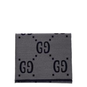 GUCCI 울과 실크 맨 소재의 자카드 GG 모티프 그레이 스카프 4955924G3504063