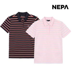 네파 여성 린넨 스트라이프 반팔 폴로 티셔츠 등산 PK티 7K45251