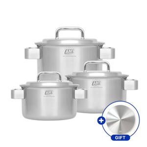 AMT 316Ti 통5중 프로 양수 냄비 3종세트(16cm,20cm,24cm) + 사은품 다용도 매트