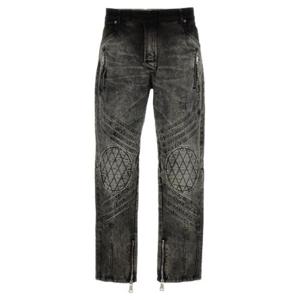 Balmain 지퍼 디테일 블리치 모터 데님 진 CH1MI058DE01 9FK TP934445406