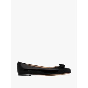 페라가모 black Varina patent leather ballet flats 574556 TP719860883
