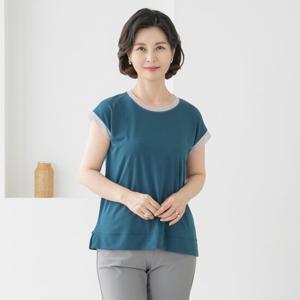 엄마옷 마담4060 찰리배색 라운드 블링 엣지 캡소매민소매-ZSL2507003-