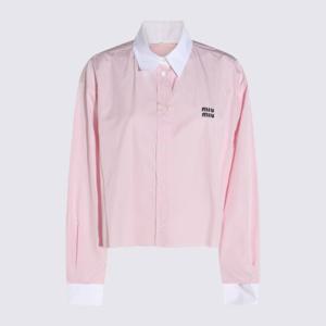 미우미우 핑크 화이트 칼라 크롭 셔츠 MK1971 10RGF0028