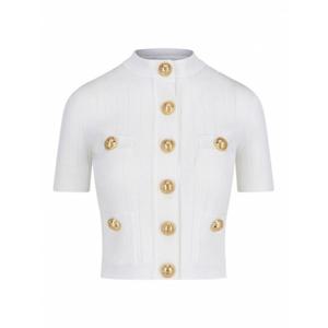 [BALMAIN] 여성 가디건 위드 장식 버튼 EF1KL023KB070FA 화이트 /8