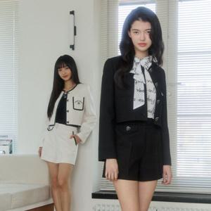[에고이스트][BLUE LABEL] 라운드넥 트위드 크롭 자켓 ER2OJK01