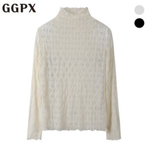 [지지피엑스]다이아 하이넥 레이스 블라우스 (GP1SH015F)