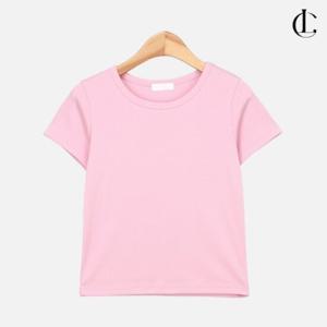 엘케이트 여성 무지티셔츠 크롭 반팔 라운드넥 여름 베이직 티 LID010