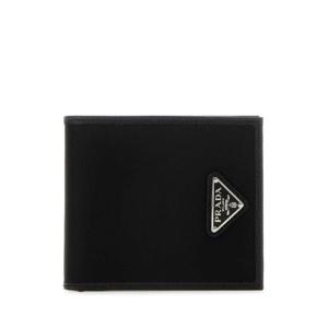 PRADA 블랙 패브릭과 가죽 지갑 2MO5132DMH F0002