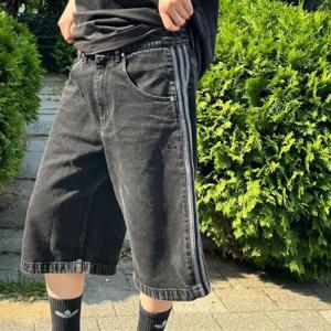 아디다스 공용 데님 파이어버드 쇼츠 블랙 반바지 JC6719