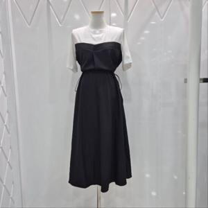 [밸리걸]배색 허리 스트링 원피스 818840