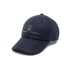Brunello Cucinelli 로고 자수 울 베이스볼 캡 모자 M038P9850CPM26