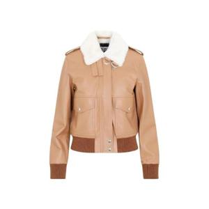 여성 Loewe 집업 가죽 재킷 3288TOFFEEWHITE