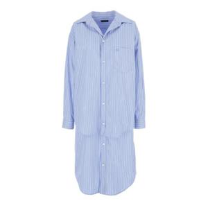 BALENCIAGA BB 로고 자수 라이트 블루 레이어드 셔츠 드레스(코튼 여성) 790888TQM163965