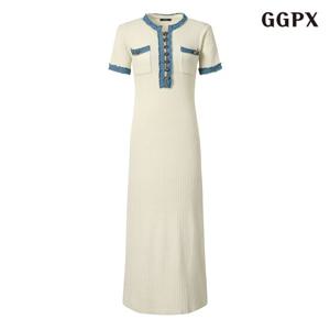 GGPX 포인트 데님 롱 원피스 (GPBOW068D)