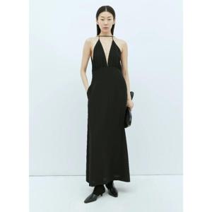 25 SS 토템 여성 더블 홀터 실크 원피스  tot0256011blk