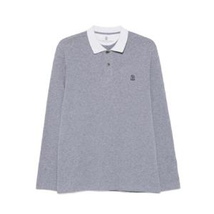 25 SS Brunello Cucinelli 긴소매 코튼 코튼 폴로 셔츠 M0B138791GCU263 TP439980450