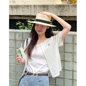 헤지스 여성 25SS 시즌오프HAZZYS HARRY 반팔 베이비 케이블 니트 가디건 아이보리 HSSW5BL91IV