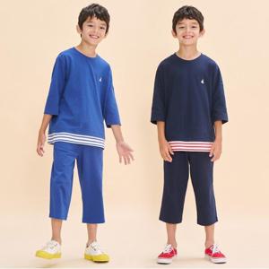 [빈폴키즈]24FW 스트라이프 레이어드 7부티셔츠 상하세트(2종 택1)