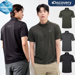 디스커버리 25SS 신상/할인 프레시벤트 프레시벤트 남성 집업 반팔티 티셔츠/냉감기능/UV 차단/라글란 DMZT61053