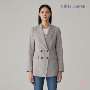 [올리비아로렌] 체크 패턴 더블 자켓_VOCFUXM3231