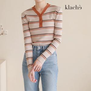 [클라셰]KLACHE 버튼믹스스트라이프니트_CB2FKN001A