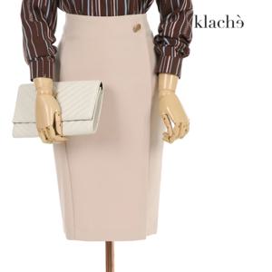 [클라셰]KLACHE (77까지)오브제버튼라인스커트_CL2FSK009A