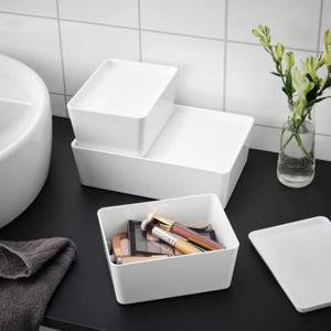 이케아 쿠기스 뚜껑 화이트 13x18cm 플라스틱 수납함 수납박스 수납상자