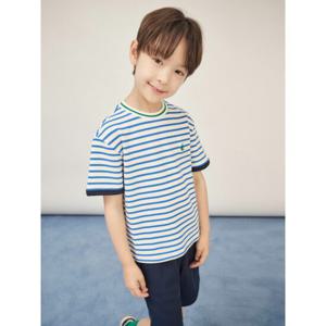 [빈폴키즈] 와플 스트라이프 반팔 & 반바지 2PCS 상하 세트 블루 (BI5742U02P)