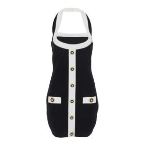 BALMAIN HLTRNK DB COL 2 PKTS BUTTONED KNIT DRESS EF1R2390KH99EAB