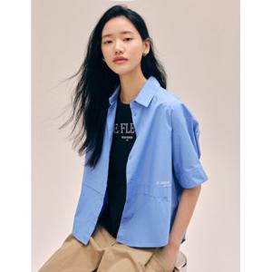 [나이스클랍] N252MWB545 레이어드 반팔 셔츠 블루 네이비
