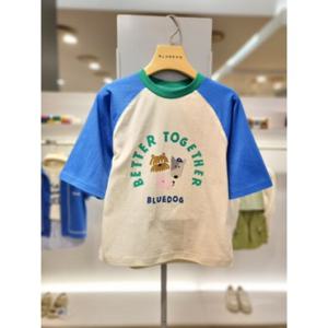 [블루독8-키즈] 택1 크림 블럭7부레글런티셔츠 간절기 반팔 티셔츠 두돌선물 초등학생 25A1533101