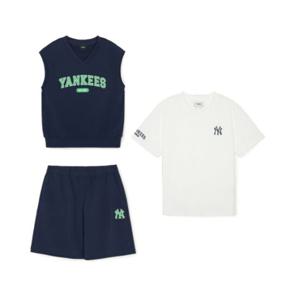 M MLB키즈트레이닝세트 NQK 7AS1V0343-50NYS VARSITY 3PCS 베스트 반팔 세트