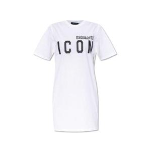 Dsquared2 로고 프린트 크루넥 티셔츠 드레스 S80CT0026S23009 989 TP945367030