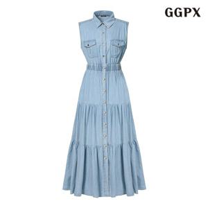 GGPX 캉캉 데님 민소매원피스 (GPCOW006D)