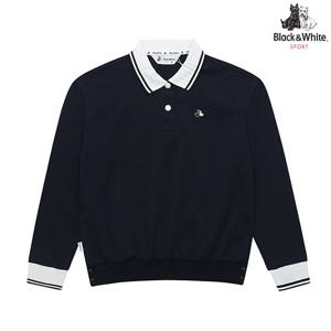 [블랙앤화이트] 여성 PQ 니트에리 긴소매 티셔츠 9313LZSP_NAVY
